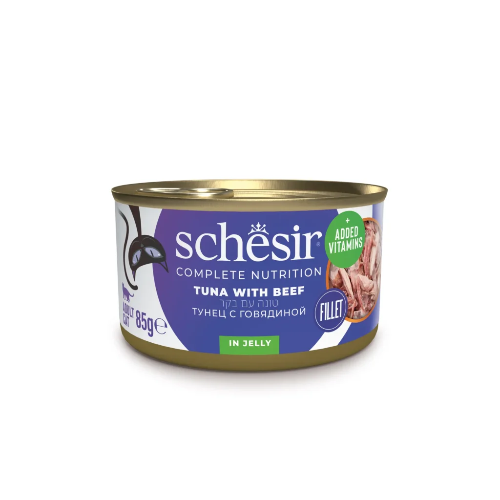 שזיר טונה עם בקר בג'לי 85 גרם (Schesir)