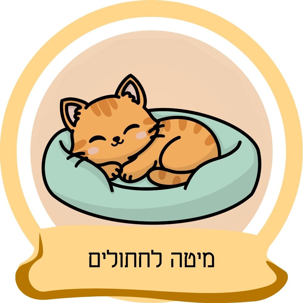 מיטה לחתולים עם חתול ישן במיטה רכה כחלק מקטגוריית מיטות לחתולים באתר חבר נאמן.