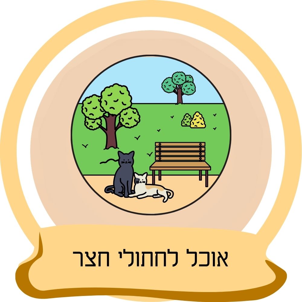 אוכל לחתולי חצר עם חתולים בפארק כחלק מקטגוריית אוכל לחתולי חצר באתר חבר נאמן.