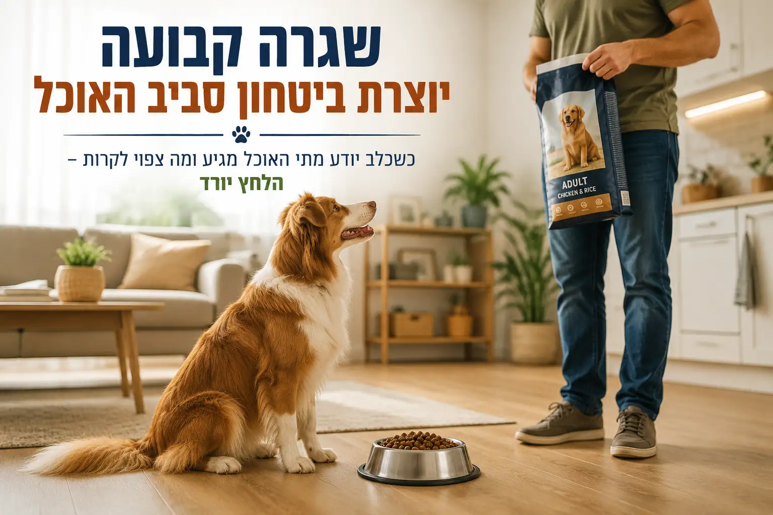 שגרת האכלה קבועה לכלב המסייעת להפחתת לחץ וליצירת תחושת ביטחון סביב האוכל