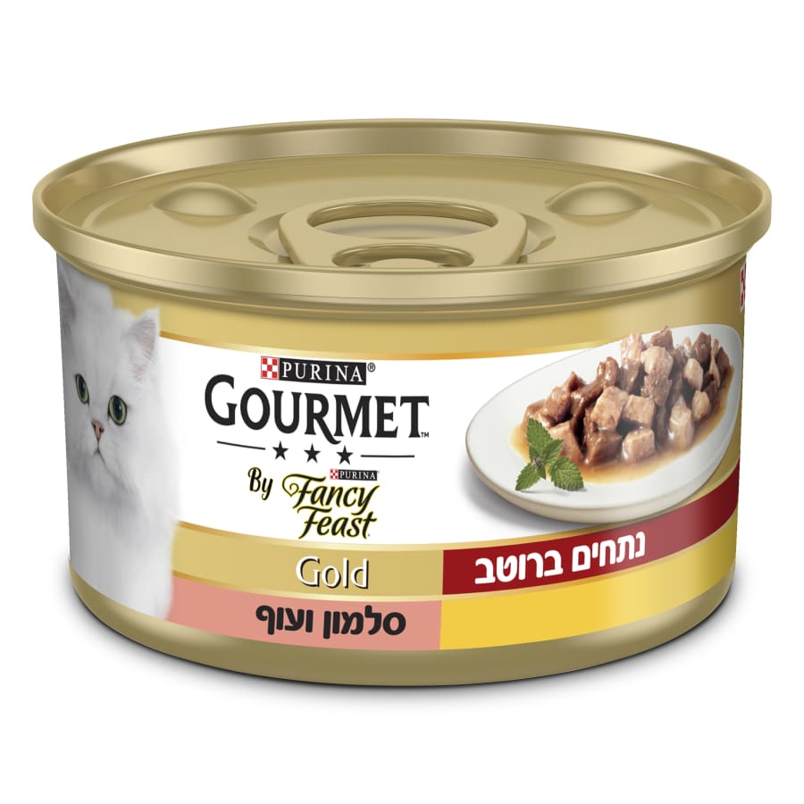 מעדן לחתול פנסי פיסט גולד סלמון ועוף ברוטב 85 גרם