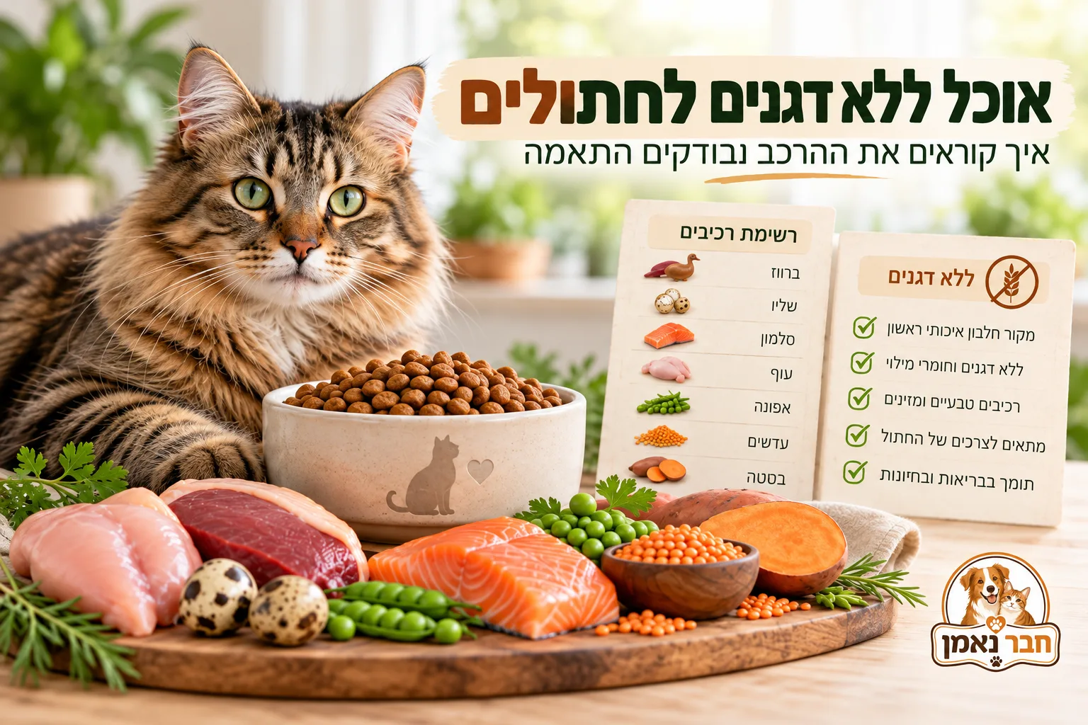 איך לקרוא רכיבים במזון לחתולים ללא דגנים
